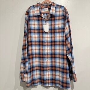 NWT ROWM Men's‎ Blue and Orange Plaid Button Down Size 3X